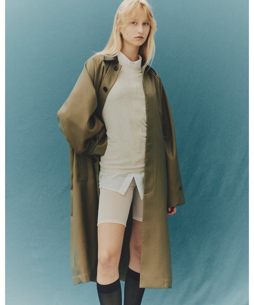 ステンカラーコート コート LEATHER - COLLAR BALMACAAN COAT メンズ レディースの画像