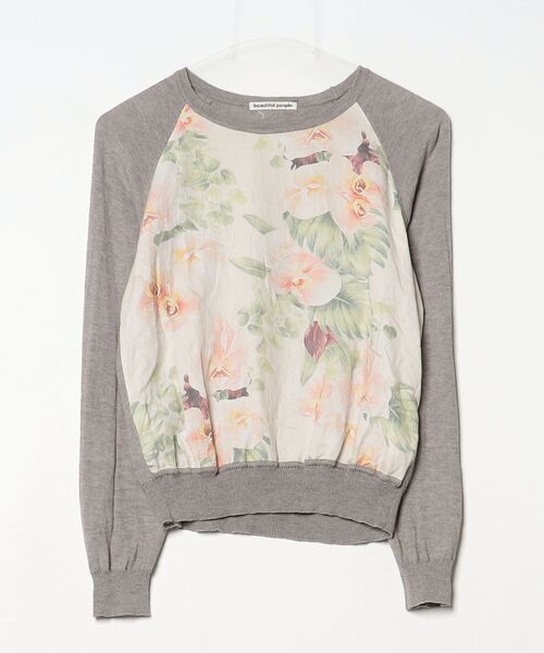 beautiful people（ビューティフルピープル） 花柄長袖ニット 38