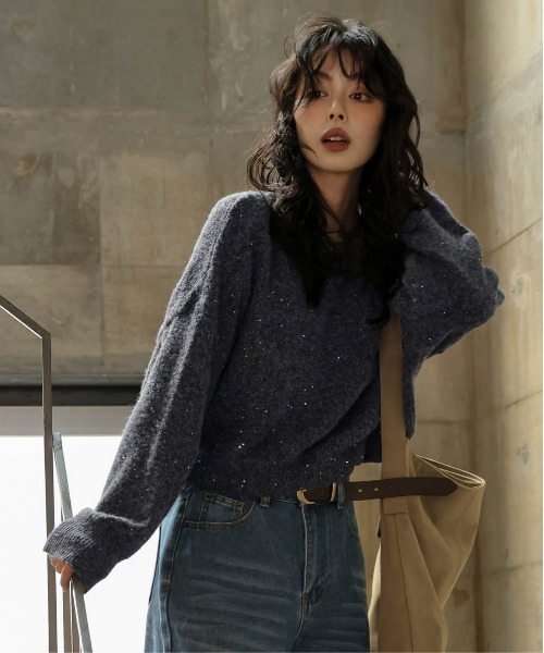 La-gemme（ラジェム） ニット セーター スパンコールラメニット