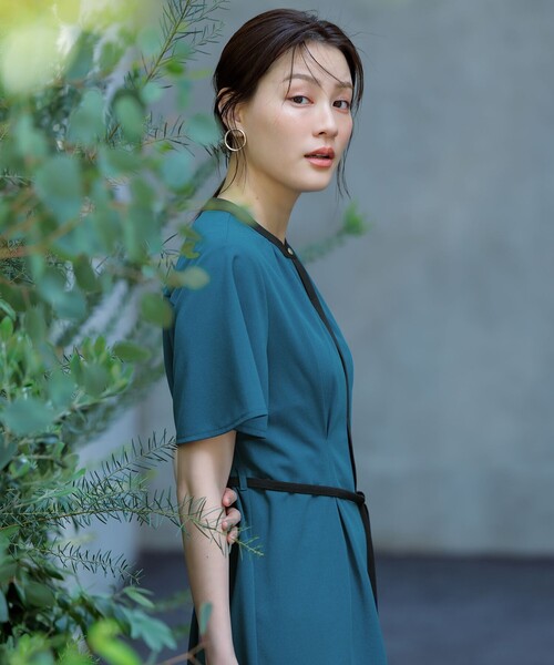 「ANY SIS」 半袖ワンピース 2 ネイビー レディース_画像2