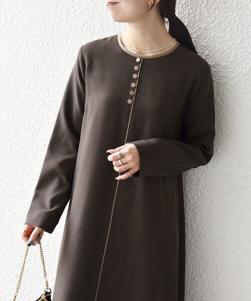 SHIPS any ワンピース any: ウーステッド パイピング ボタン ロング