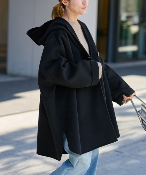 週末限定値下げ新品frame work ブラックコート 今期 FRAMeWORK（フレームワーク） コート FREE ブラック レディース