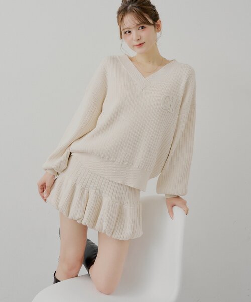 Chico（チコ） スカート 「セットアップ対応」ニットバルーンミニ