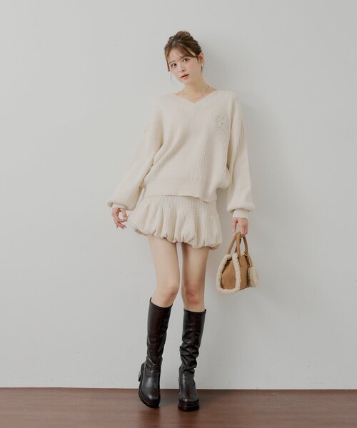 Chico（チコ） スカート 「セットアップ対応」ニットバルーンミニ