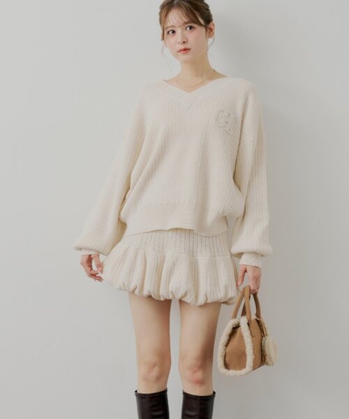 Chico（チコ） スカート 「セットアップ対応」ニットバルーンミニ