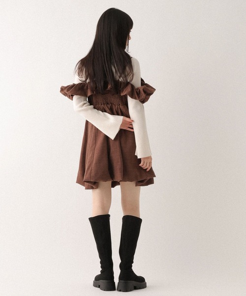 Heather（ヘザー） ワンピース フリルスリーブバルーンミニワンピース