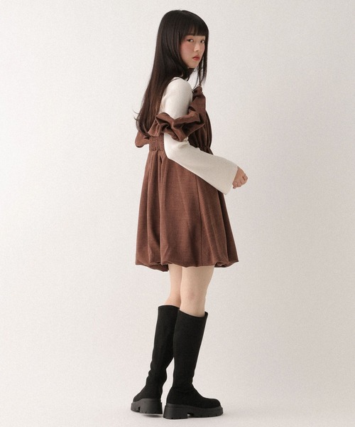 Heather（ヘザー） ワンピース フリルスリーブバルーンミニワンピース