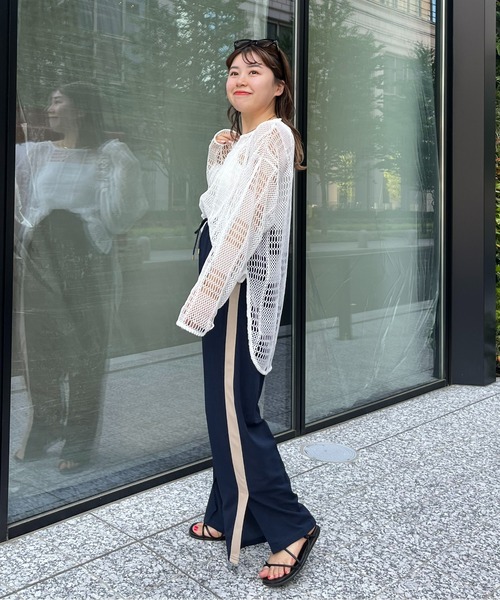 「prose verse」 イージーパンツ フリ- ブラック レディース_画像7