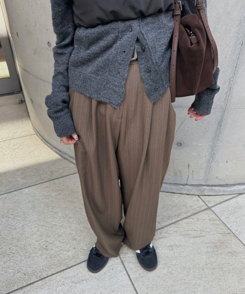 パンツ nananamoe pants nananamoe（ナナナモエ） スラックス パンツ tapered tuck stripe