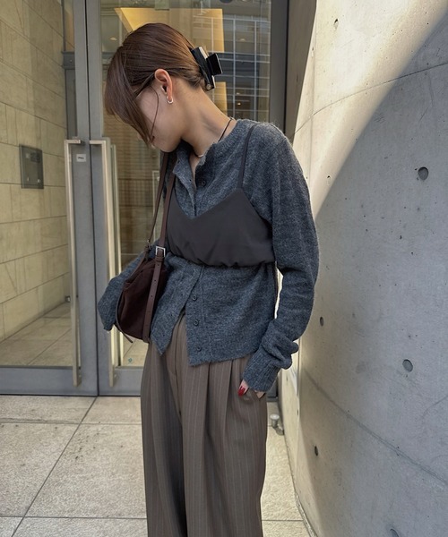 nananamoe（ナナナモエ） スラックス パンツ tapered tuck stripe