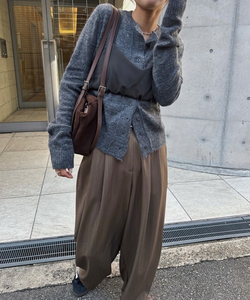 nananamoe（ナナナモエ） スラックス パンツ tapered tuck stripe