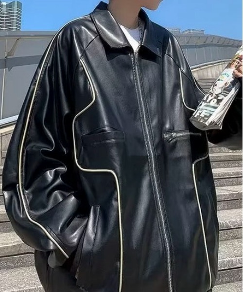 link lot 革ジャン ライダース ルーズシルエット パイピングデザイン