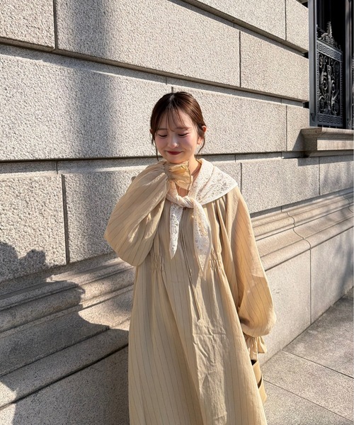 ぽ*ず様 オブリ ワンピース S ストライプ ロングワンピース OLUN ワンピース stripe onepiece/ストライプワンピース : ZOZOTOWN
