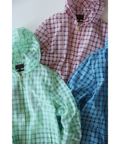 ナイロンジャケット Swing Jacket Hoodie Nylon Airy Plaid メンズの画像
