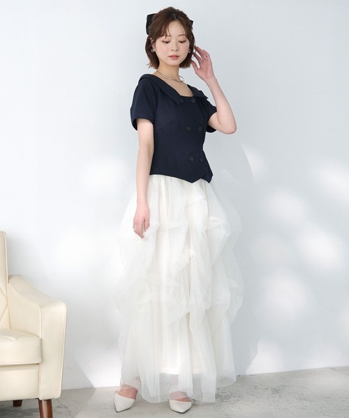 Elishe スカート ランダムタックチュールスカート : ZOZOTOWN Yahoo!店