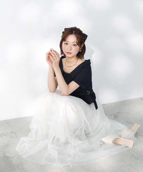Elishe スカート ランダムタックチュールスカート : ZOZOTOWN Yahoo!店