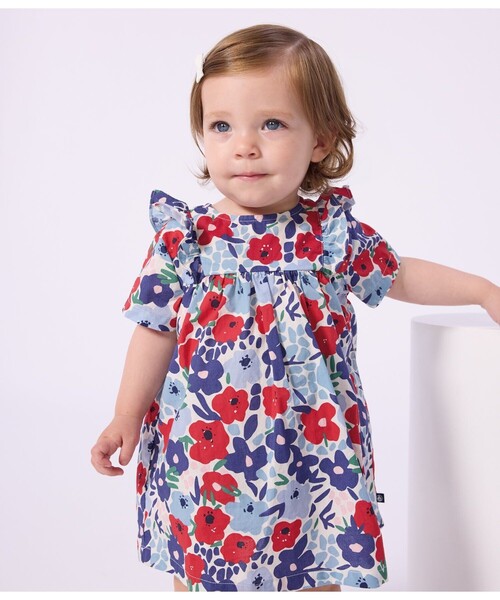 PETIT BATEAU（プチバトー） ワンピース フラワープリントワンピース