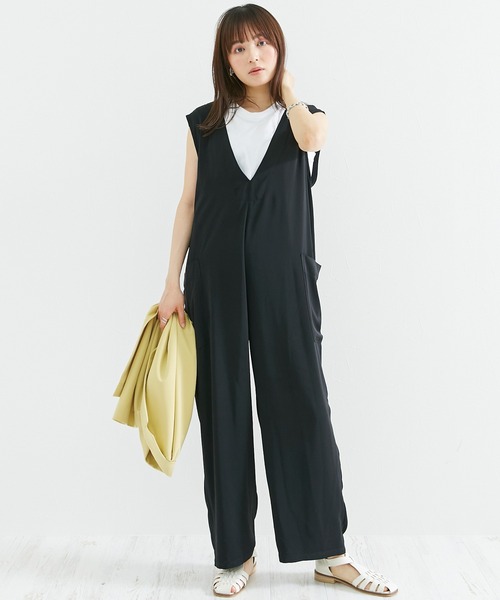 「INCEDE」 オーバーオール M グレイッシュベージュ レディース_画像2