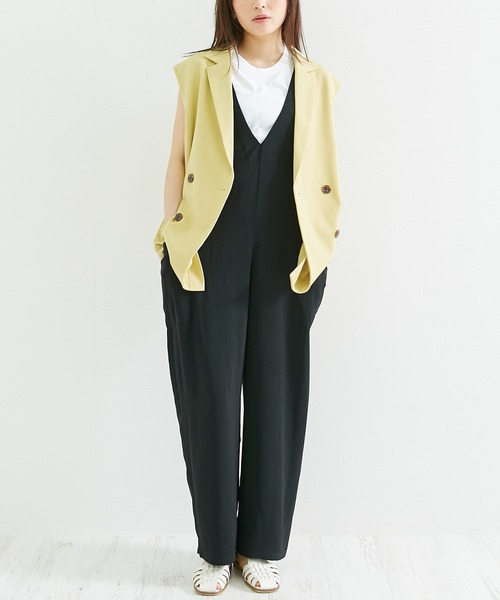 「INCEDE」 オーバーオール M グレイッシュベージュ レディース_画像5