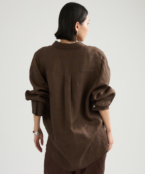 Chaos(カオス) 長袖シャツ サイズF レディース美品  - 黒 麻 Chaos（カオス） ブラウス シャツ /坪田あさみさんInstaLIVE紹介