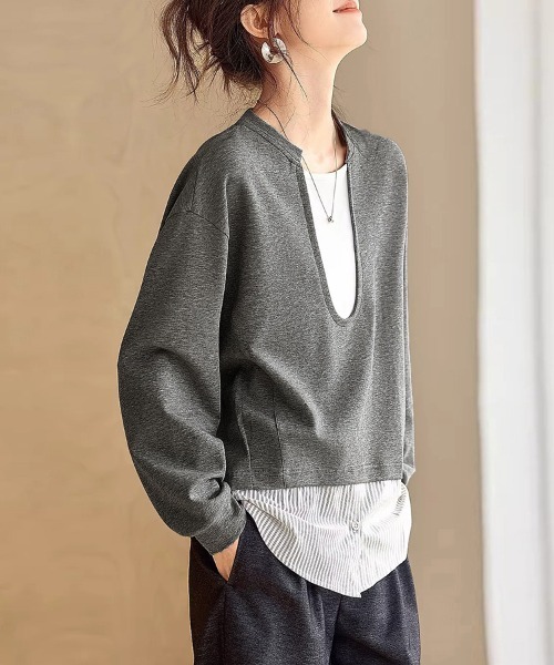 tシャツ レイヤード風カジュアルトップス レディース : ZOZOTOWN Yahoo