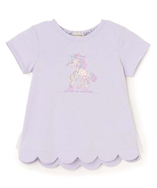 sense of wonder tシャツ ユニコーンリバティアップリケTシャツ「接触