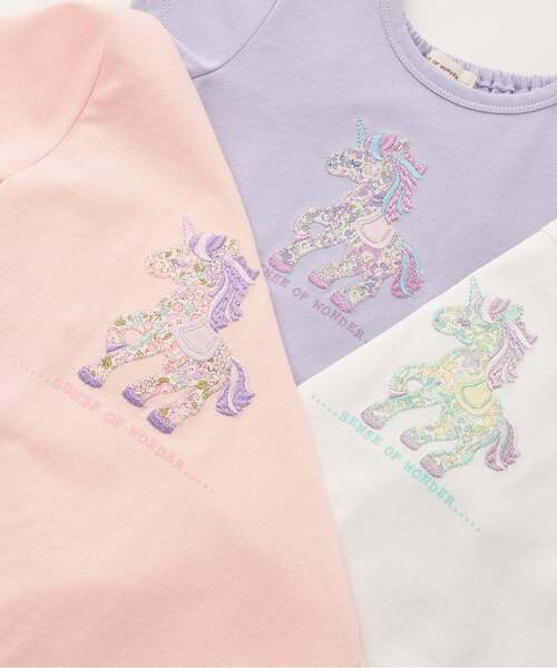 sense of wonder tシャツ ユニコーンリバティアップリケTシャツ「接触
