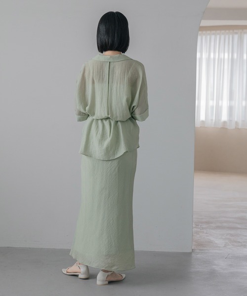 ブラウス シャツ ツヤシアーシャツ レディースの画像