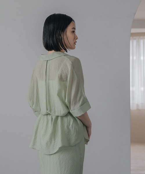 ブラウス シャツ ツヤシアーシャツ レディースの画像