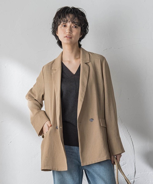 コート アウター ヴィンテージメッシュダブルブレストジャケット レディース