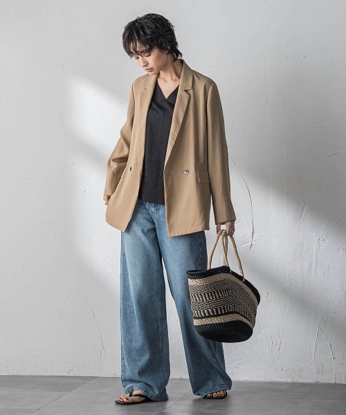 コート アウター ヴィンテージメッシュダブルブレストジャケット レディース