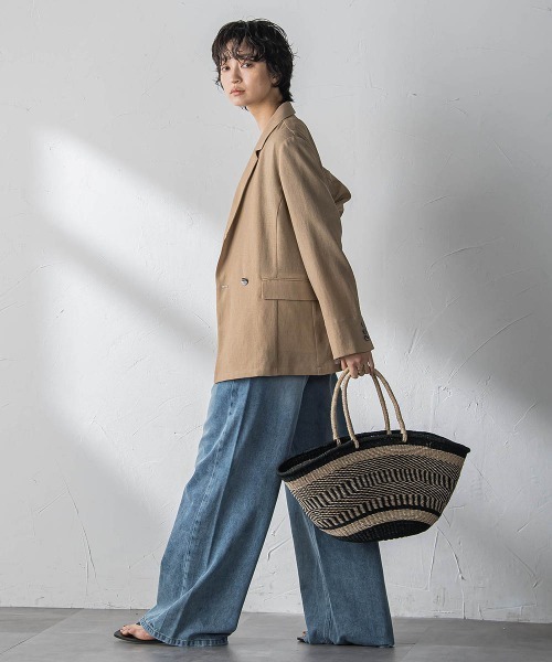 コート アウター ヴィンテージメッシュダブルブレストジャケット レディース