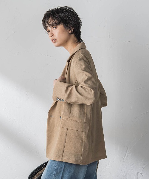 コート アウター ヴィンテージメッシュダブルブレストジャケット レディース