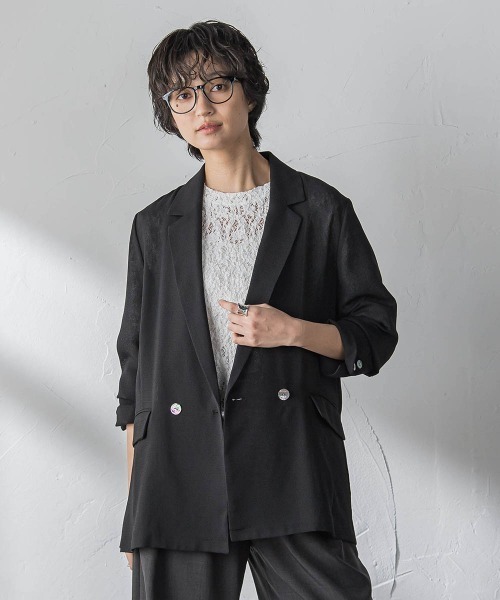 コート アウター ヴィンテージメッシュダブルブレストジャケット レディース