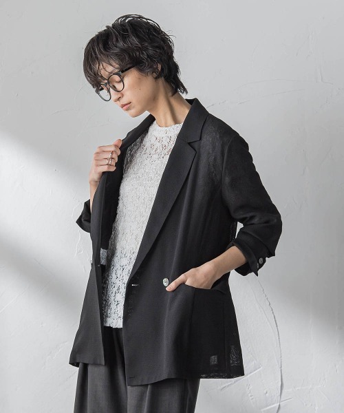 コート アウター ヴィンテージメッシュダブルブレストジャケット レディース