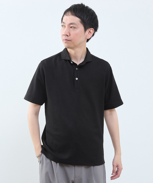 MEN'S MELROSE ポロシャツ リンクスストライプ半袖ホリゾンカラー
