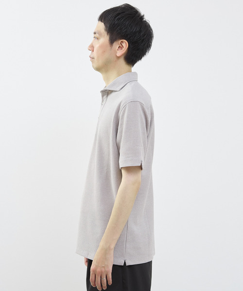 MEN'S MELROSE ポロシャツ 半袖 リンクスストライプ半袖ホリゾンカラー