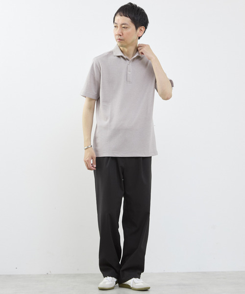 MEN'S MELROSE ポロシャツ リンクスストライプ半袖ホリゾンカラー