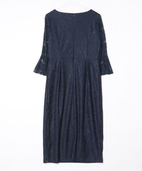 「Lace Ladies」 7分袖ワンピース X-LARGE ネイビー レディース_画像2