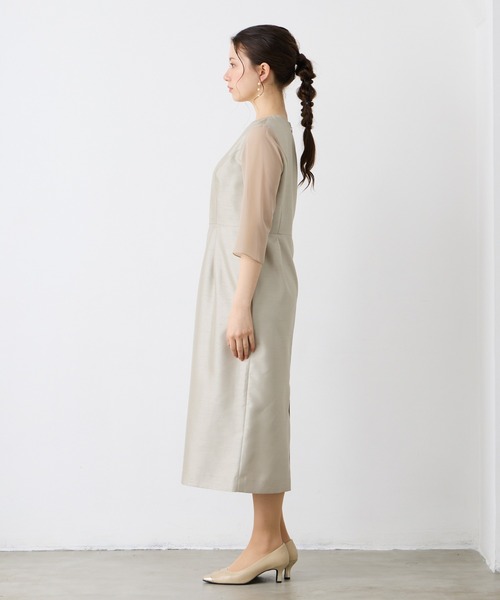 「AIMER」 7分袖ワンピース LARGE ベージュ レディース_画像4