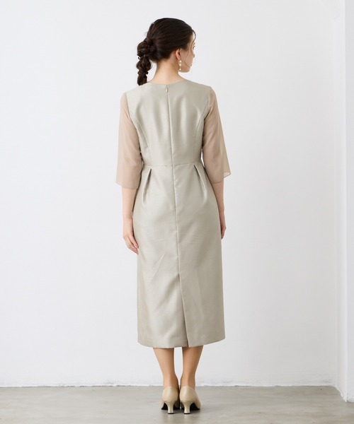 「AIMER」 7分袖ワンピース LARGE ベージュ レディース_画像5