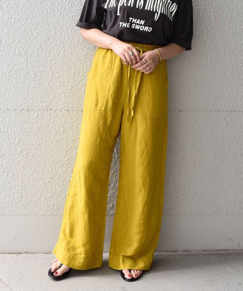 SHIPS any パンツ any:リネンブレンド イージー ベイカーパンツ