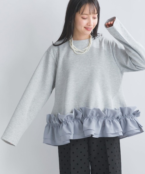 PICCIN tシャツ 「WEB限定」 ダンボールニット 裾フリル 長袖