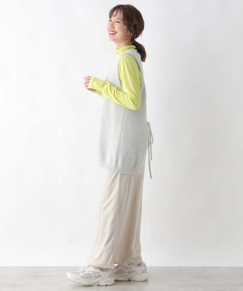 ella_selectshop ジレ チュニック ベスト エッジステッチフリンジチュニックベスト