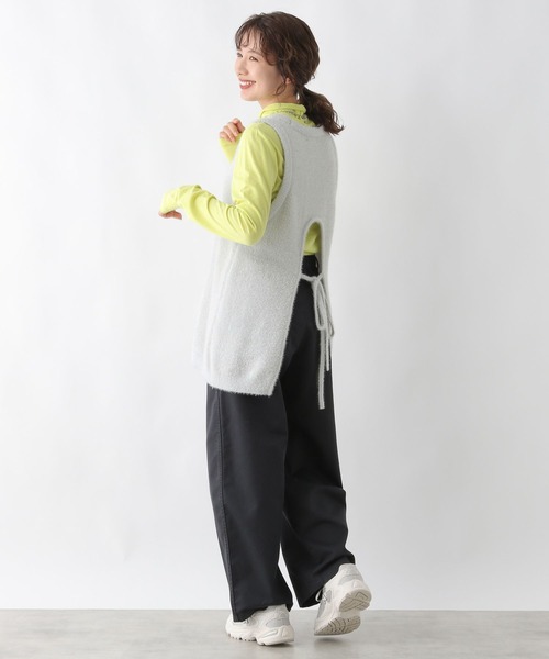 ella_selectshop ジレ チュニック ベスト エッジステッチフリンジチュニックベスト