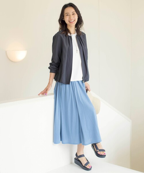ブルゾン アウター 「洗える」80/1スパンタイプライター ノーカラー