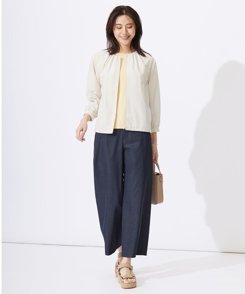 ブルゾン アウター 「洗える」80/1スパンタイプライター ノーカラー