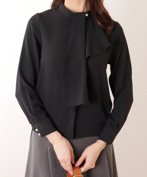 Lace Ladies ブラウス シャツ ボウタイ付き 長袖 とろみ