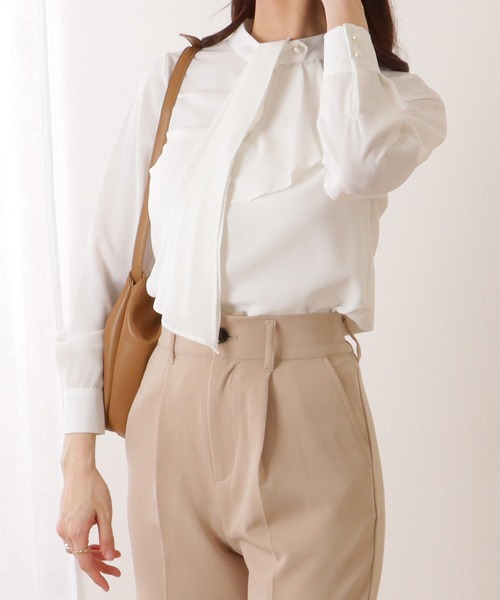 Lace Ladies ブラウス シャツ ボウタイ付き 長袖 とろみ