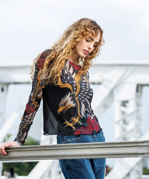 tシャツ モニュメントバレーエンベリッシュドTシャツ レディース モニュメントバレーエンベリッシュドTシャツ -ハーレー